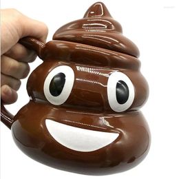 Mugs 380ml Cartoon Smile Poop Mug Tea Coffee Cup Funny Humour Gift 3D Pile Of With Handgrip Lid Office Drinkware