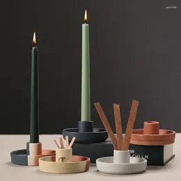 Candle Holders Nordic Ceramics Geometric Holder Cup-Shaped Stem Candlestick Jewellery Home Ornament