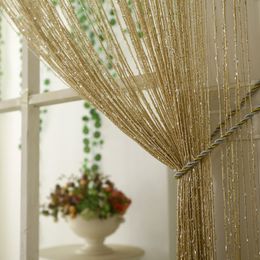 100x200cm Thread Curtains New Shiny Tassel Silver Line Curtain Valance Living Room Divider Wedding DIY Home Door 1x2m Curtain