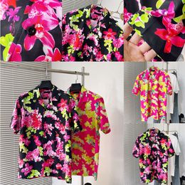 New Short Blouse Oversize Men Short Sleeve Shirts Floral Printed Tee Blouse Matching Swim Trunks Shirts Hawaiian Men Casual Beach Shirts FZ2403292