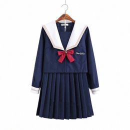 sailor suit female Japanese jk uniform student jacket Korean style lg and short skirt navy cute sleeve college style school I9NC#