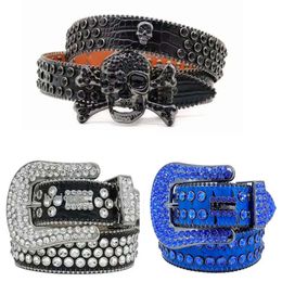 Bb Simon Belt Fashion B Letter Skull Luxurys Design Men Women Bb Belt Luxury Designer Belt Retro Needle Buckle Belts 20 Colour Crystal Diamond with Box 5081