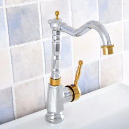 Bathroom Sink Faucets Basin Gold Silver Brass Faucet Deck Mounted And Cold Water Single Hole Mixer Taps Nsf804