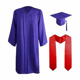 3pcs/set Adult Graduati Gown Hat Set Unisex School Uniform Cosplay Bachelor Costume Set u4j7#