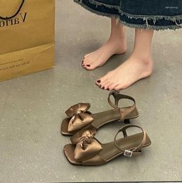 Casual Shoes Sandals For Woman With Low Heels Women's Footwear Open Toe Summer 2024 Bow Black Luxury Anti Slip On Offer Shoe