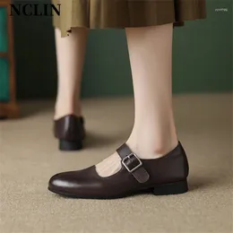 Casual Shoes 2024 Spring/Autumn Round Toe Low Heel Genuine Leather Women Pumps Mary Jane For Comfortable Ladies Zapatos