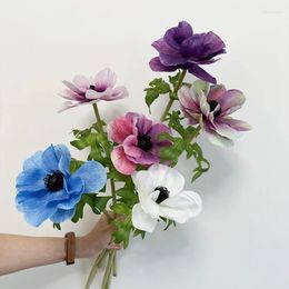 Decorative Flowers Artificial High Quality Anemone Branch Wedding Pography Home Table Decoration Party Background Props