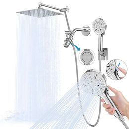 Arnonjabbok 10 25.4 Spray Combination, High-pressure Handheld Shower Head, 6 Settings, Adjustable Extension Arm with Locking Connector, 59 Inch (about 140.4 Cm)