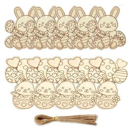 Party Decoration 60PCS Wooden Pendants For Happy Easter Home Kids DIY Painting Gifts