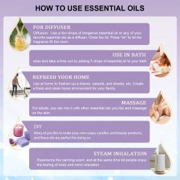 EUQEE with Dropper 118ml/10ml Essential Oil For Diffuser Lavender Neroli Helichrysum Oregano Grapefruit Spearmint Oils DIY Soap
