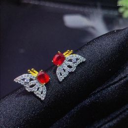 Stud Earrings Natural Ruby Silver 4 Mm 5 Earring Simple 925 Classic Jewelry For Wedding