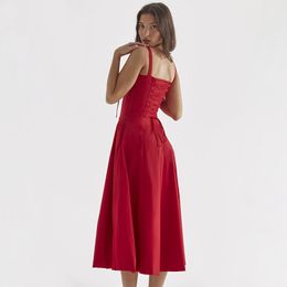 Womens Sexy Backless Slim Strap Dress Holiday Style Floral Split Midi