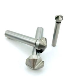 Chamfer tool Round shank 3 Flute 120 Degree HSS Chamfer Chamfering Cutter End Mill Tool Countersink Drill Bit 4.5-60MM