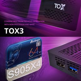 TOX3 Smart TV Box Android 11 4GB 32GB with Amlogic S905X4 2T2R Dual Wifi 1000M Internet BT4.1 Support AV1 4K DLNA Media Player