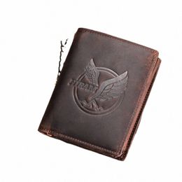 contact's Genuine Leather Wallets for Men Short Trifold Coin Purses Metal Chain RFID Card Holder Men Mey Clip Men's Wallets z4fl#