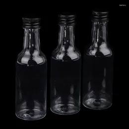 Baking Tools 6Pcs PET 50ml Mini Clear Refillable Wine Bottles Small For Party Wedding Liquor With Leak Proof Screw Lid