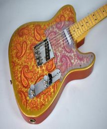 Custom Masterbuilt Dale Wilson 1969 Relic Gold Burst Pink Paisley Electric Guitar Maple Fingerboard Black Dot Inlay Vinta1770818