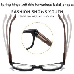 iboode Vintage Wood Grain Reading Glasses Anti Blue Light Presbyopia Frame For Men Reader Eyewear Comfortable Spring Leg +1.0