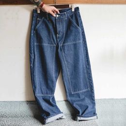 Men's Jeans Maden 2023 Autumn Retro Wash Denim Woodcutter Pants Mens Loose Wide Cone Jeans Amekaji Luggage Log Trousers StreetwearL2403