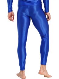 Mens Glossy Solid Color Leggings Elastic Waistband Skinny Pants Yoga Training Running Gym Fitness Manlig byxa