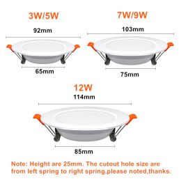 LED Downlight Recessed Ceiling Lamp 3W 5W 7W 9W 12W NO Driver Led Spotlight AC 220V For Indoor Lighting Living Room Bedroom