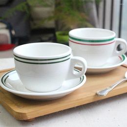 Cups Saucers Nordic Coffee Set Afternoon Dessert Dish Retro Minimalist Lines Ceramic Mug Biscuit Small Plate