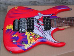 Anniversary Limited Edition Rare Joe Satriani Red Electric Guitar Surfing Painting Top Floyd Rose Tremolo Bridge Chrome Hardware4675902