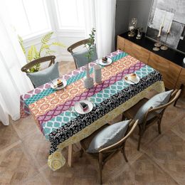 Table Cloth Bohemian Geometric Stripes Tablecloth Rectangular Holiday Cover Party Dinner Decor Waterproof