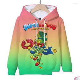 Mens Hoodies Sweatshirts Boys Girls Superzings Serie 10 Streetwear Rescue Force Game Hooded Plover Sudadera Superthings Casual Tops Dr Dhp6X