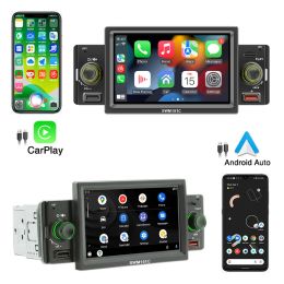 1 Din Car Radio Carplay Android-Auto 5 인치 MP5 플레이어 Bluetooth Hands 무료 A2DP USB FM 수신기 오디오 시스템 헤드 장치 SWM151C