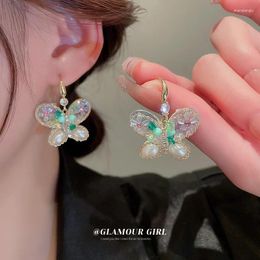 Dangle Earrings The Pearl Crystal Inset Flower Butterfly Sen Is Fresh And Fashionable Design Sense