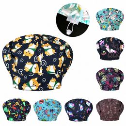 bakery Cooking Cap Restaurant Hotel Kitchen Unisex Catering Work Hat Carto Printing Coffee Shop Caps Wholesale Chef Puffy Hats S9rB#