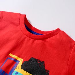 Little maven Children's Clothing Summer T Shirts Kids Red Engineering Vehicles Baby Boys Casual Shirts Tops Tees Clothes