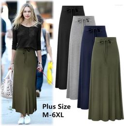 Skirts Plus Size Cotton Women Large 6XL Long Maxi Skirt For High Waist A Line Female