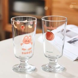 Wine Glasses Cute Peach Patterned Printed Drink Cup High Appearance Level Champagne Goblet Restaurant Household Water