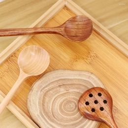 Spoons Solid Wood Handmade Sauce Scoop For Kitchen Long Handle Soup Spoon Colander Stir Tableware
