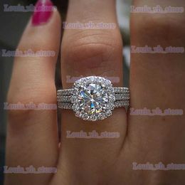 Band Rings Huitan Trendy Women Rings with Brilliant Cubic Zirconia Luxury Engagement Rings Fashion Wedding Party Jewellery Drop Shipping T240330