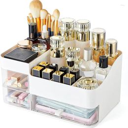 Storage Boxes 1 Piece Makeup Organiser Vanity With Pull Out Drawer Capacity Cosmetic Plastic Brush Holder
