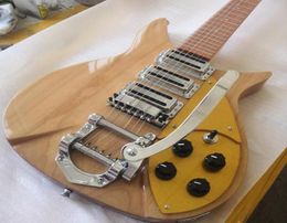 Custom Shop 6 String Ric Natural Wood Electric Guitar 3 Pickups B500 Tremolo Bridge Electric Guitars 2643563