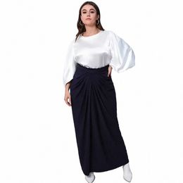 2pcs Women Plus Size Sets Casual Skirt Suits for Large Size Woman Clothing 2024 Spring Loose Curved Sets 60bK#