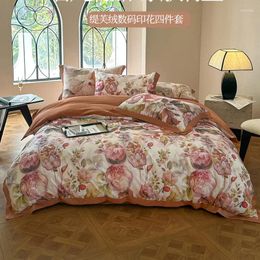 Bedding Sets Four-Piece Thickened Warm HouseholdBedding Geometric Pattern Digital Printing Wide Edge Corner Matching Autumn And Winter