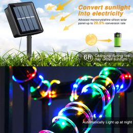 Solar Led Lights Outdoor String Solar Powered Rope Strip Lights Waterproof Tube Rope Fairy Garland Light Strings 32m/22m/12m/7m