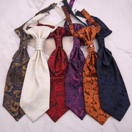 Linbaiway Wedding Paisley Neckties for Mens Cravat Ascot Self Tie Gravatas Para Homens Neckties For Men Tuxedo Ascot Tie