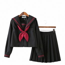 black Orthodox college style Japanese student school uniform JK Uniform suit BAD GIRL sailor suit class suit top shirt i8E5#