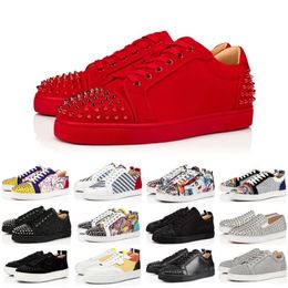 With Box Luxury designer Casual shoes Loafers Red Bottoms mens shoes Plate-forme red bottoms Casual Women Shoe Black Glitter Flat trainers