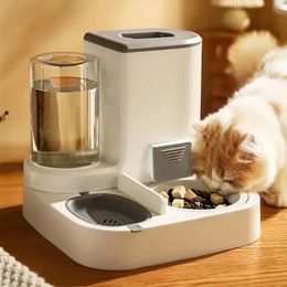 Cat Bowl Automatic Feeder Large Capacity Food Storage Box with Water Dispenser Pets Food Container Feeder for Cats Feeding Bowls 240328