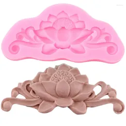 Baking Moulds Lotus Flower Silicone Moulds Relief Cake Border Fondant Mould DIY Decorating Tools Cupcake Candy Chocolate Gumpaste