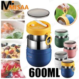 Dinnerware 600ml Stainless Steel Soup Cup Breakfast Milk Portable Jar Student Lunch Box Preservation Bowl Oat Microwave Heating