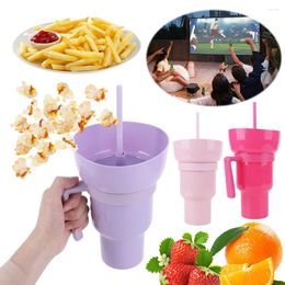 Cups Saucers 1000ml Popcorn Beverage Cup Multifunction Stadium Tumbler Snack And Drink Leak-Proof 2 In 1 For Cinema Home Travel