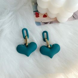 Dangle Earrings 2024 Three - Dimensional Hearts Rose Red Blue Sweet Temperament Exaggerated Lady Long Ltud Party Woman